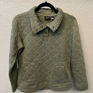 Marmot Roice Quilted Pullover Sweatshirt Green Mock Neck Outdoor Jacket M